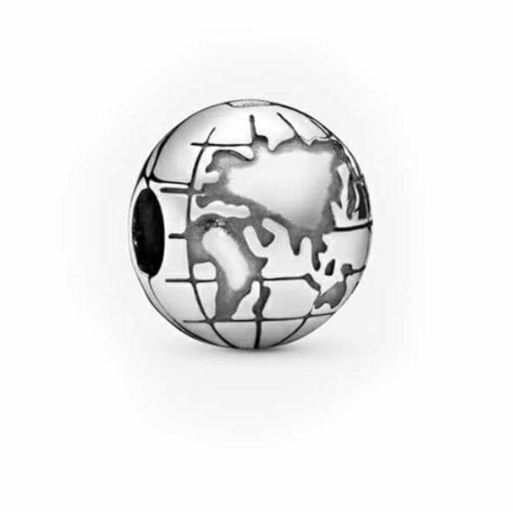 SOLD Pandora Silver World Explorer Globe Travel Clip Charm DEADSTOCK